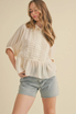 LACE TRIMMED BUTTON BLOUSE