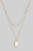 MOTHER OF PEARL RECTANGLE PENDANT LAYERED NECKLACE