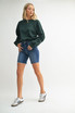 HIGH RISE SCISSOR CUT LONGER LENGTH DENIM SHORT