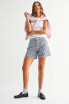 HIGH RISE GINGHAM DENIM SHORT