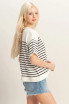 STRIPED SHORT SLEEVE KNIT TOP