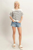 STRIPED SHORT SLEEVE KNIT TOP