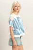 STRIPED SHORT SLEEVE KNIT TOP (Updating)