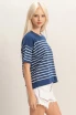STRIPED SHORT SLEEVE KNIT TOP