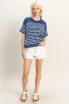 STRIPED SHORT SLEEVE KNIT TOP