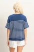 STRIPED SHORT SLEEVE KNIT TOP