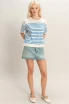 STRIPED SHORT SLEEVE KNIT TOP