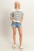 STRIPED SHORT SLEEVE KNIT TOP