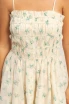SHIRRED FLORAL BUTTON-FRONT MINI DRESS