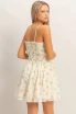 SHIRRED FLORAL BUTTON-FRONT MINI DRESS