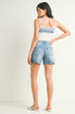 LONGER LENGTH STRETCH DENIM SHORT