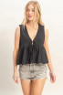 LACE TRIM TIE FRONT BLOUSE