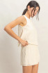EYELET SLEEVELESS BACK BUTTON TOP