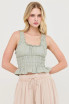 RUCHED SQUARE NECK SMOCKED TOP