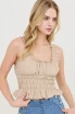 RUCHED SQUARE NECK SMOCKED TOP