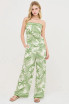 LEAF PRINT WIDE-LEG PANTS