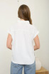 HALF BUTTON RUCHED SHOULDER TOP
