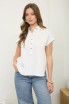 HALF BUTTON RUCHED SHOULDER TOP