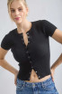 SNAP BUTTON SHORT SLEEVE KNIT CARDIGAN