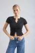 SNAP BUTTON SHORT SLEEVE KNIT CARDIGAN