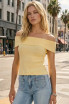 OFF SHOULDER RIBBED FITTED TOP