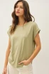 BAMBOO ROUND NECK CAP SLEEVE BASIC TOP
