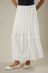 ELASTIC WAIST BAND TIERED RUFFLE MAXI SKIRT