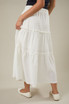 ELASTIC WAIST BAND TIERED RUFFLE MAXI SKIRT
