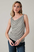 COWL NECK TWIST SLEEVELESS STRIPE TOP