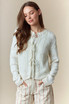 HOLE STRIPE BOWS FRONT TIE CARDIGAN