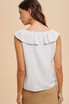 PIN STRIPE RUFFLED V NECK BLOUSE