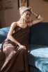 PLEATED PINTUCK SPAGHETTI STRAP MAXI DRESS