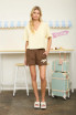 V NECK SHORT SLEEVE SIDE SLIT RIBBED TOP