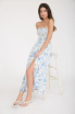 PLANT MOTIF SMOCKED STRAPLESS TIERED MIDI DRESS