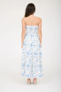 PLANT MOTIF SMOCKED STRAPLESS TIERED MIDI DRESS