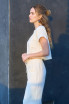 SPLIT NECK SHORT SLEEVE LINEN TOP