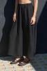 HIGH ELASTIC WAIST POCKETS MIDI SKIRT