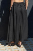 HIGH ELASTIC WAIST POCKETS MIDI SKIRT