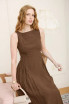 BOAT NECK BASQUE WAIST SLEEVELESS MIDI DRESS (Updating)