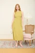 BOAT NECK BASQUE WAIST SLEEVELESS MIDI DRESS