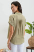 MID BUTTON DOWN CUFFED SHORT SLEEVE BLOUSE