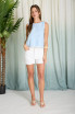 FLORAL PATTERN SLEEVELESS LACE TRIM BLOUSE