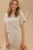 LINEN SHORT FOLD SLEEVE BOXY CUT TOP