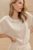 LINEN SHORT FOLD SLEEVE BOXY CUT TOP