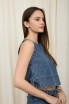 STRIPE WASHED SLEEVELESS SIDE TIE TOP