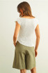 CRINKLED FABRIC SHIRRING DETAIL CAP SLEEVE TOP