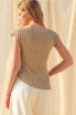 CRINKLED FABRIC SHIRRING DETAIL CAP SLEEVE TOP