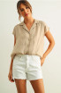 LIGHTWEIGHT BUTTON DOWN CAP SLEEVE SHIRT