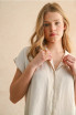 LIGHTWEIGHT BUTTON DOWN CAP SLEEVE SHIRT