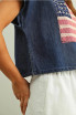 MIXED FABRIC FLAG PATCHED DOLMAN SLEEVE TOP